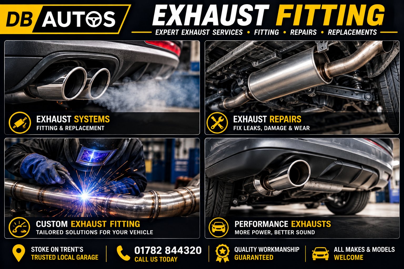 DB Autos Exhaust Fitting — exhaust repairs, replacement, silencers and catalytic converters, Stoke-on-Trent